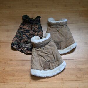 Dog Jackets Outerwear Bundle of 3 w/ Camo and Sherpa Lined Extra Small